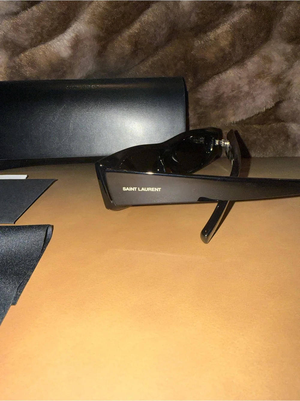Saint Laurent Black Rectangular Acetate Sunglasses
